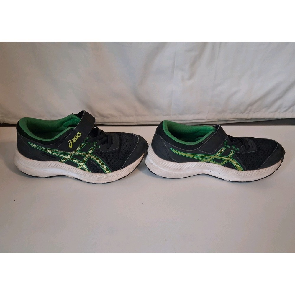Asics Boys Sz 2 Kids Green Black Sneakers - Picture 3 of 7